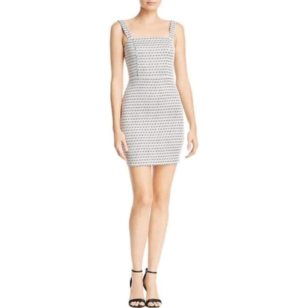 NWT AQUA Metallic Bodycon Mini Party Dress Medium Ivory Gold M